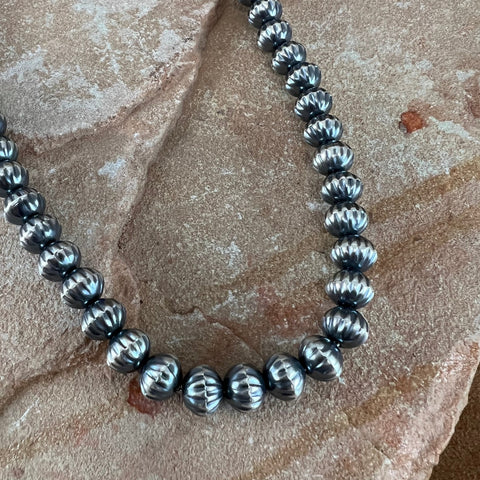 24" Navajo Pearls Sterling Silver Necklace & Earrings by Preston Haley