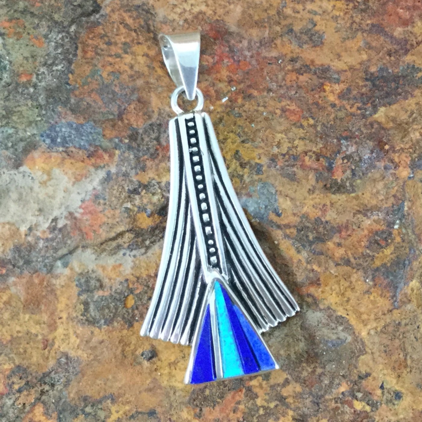 David Rosales Blue Sky Inlaid Sterling Silver Pendant