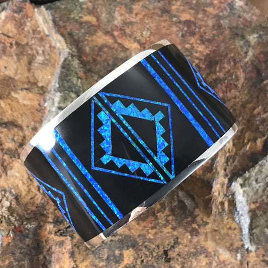 David Rosales Black Beauty Fancy Inlaid Sterling Silver Bracelet