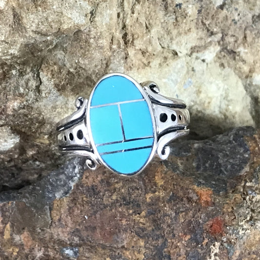 David Rosales Arizona Blue Inlaid Sterling Silver Ring