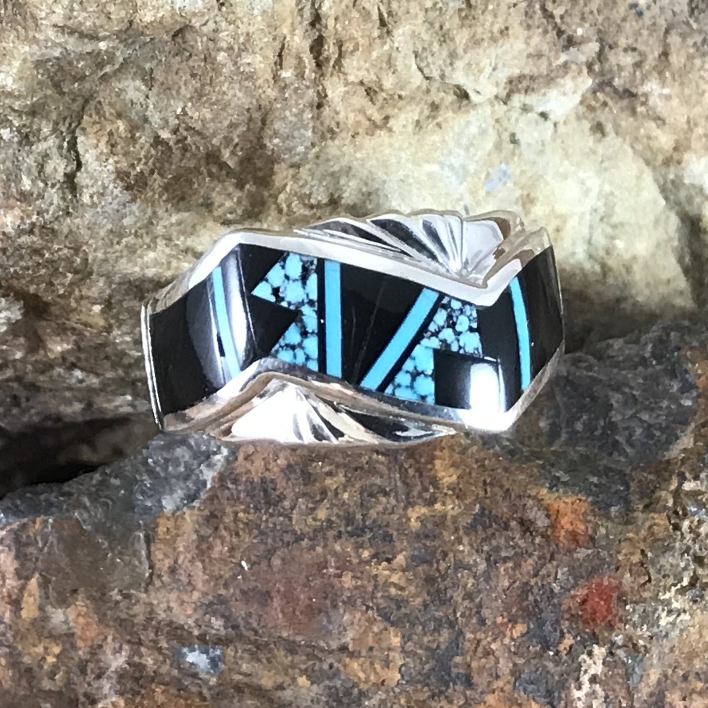 David Rosales Shadow Peak Fancy Inlaid Sterling Silver Ring