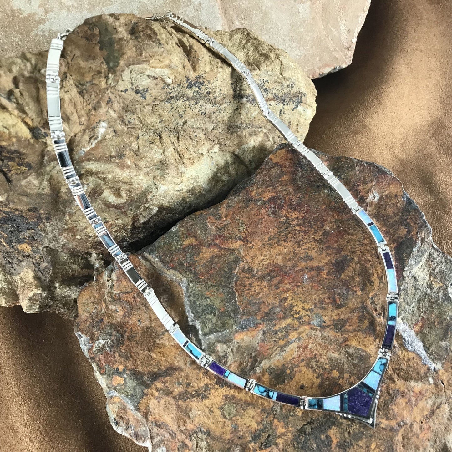 David Rosales Shalako Inlaid Sterling Silver Bracelet