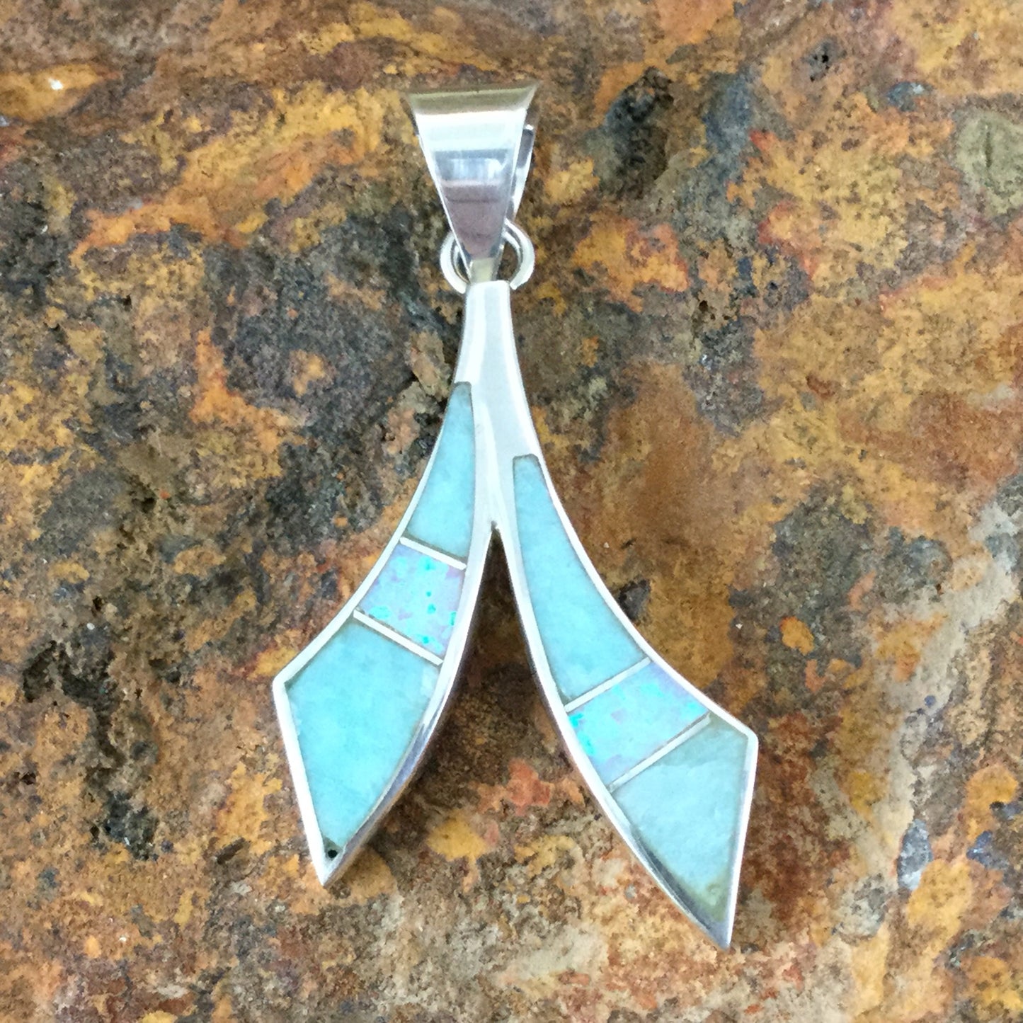 David Rosales Amazing Light Inlaid Sterling Silver Pendant