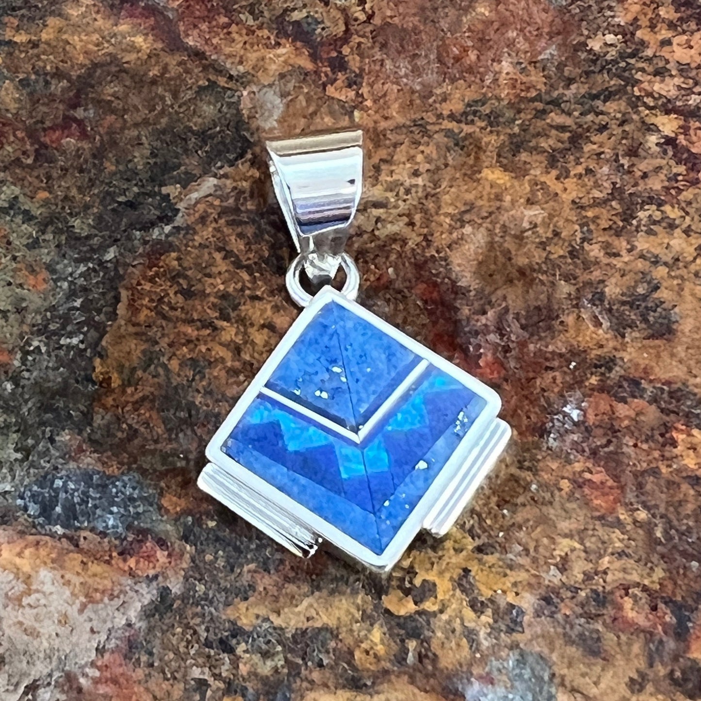 David Rosales Blue Sky Inlaid Sterling Silver Pendant