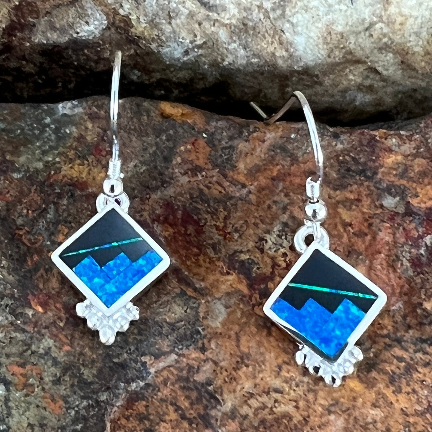 David Rosales Black Beauty Inlaid Sterling Silver Earrings