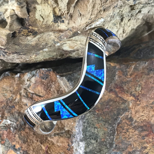 David Rosales Black Beauty Fancy Inlaid Sterling Silver Bracelet