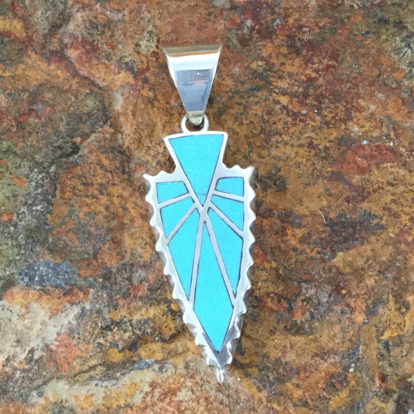 David Rosales Arizona Blue Inlaid Sterling Silver Pendant