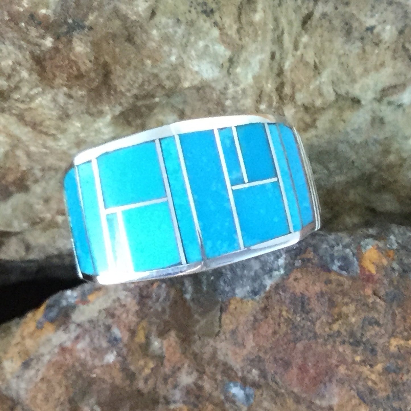 David Rosales Arizona Blue Inlaid Sterling Silver Ring
