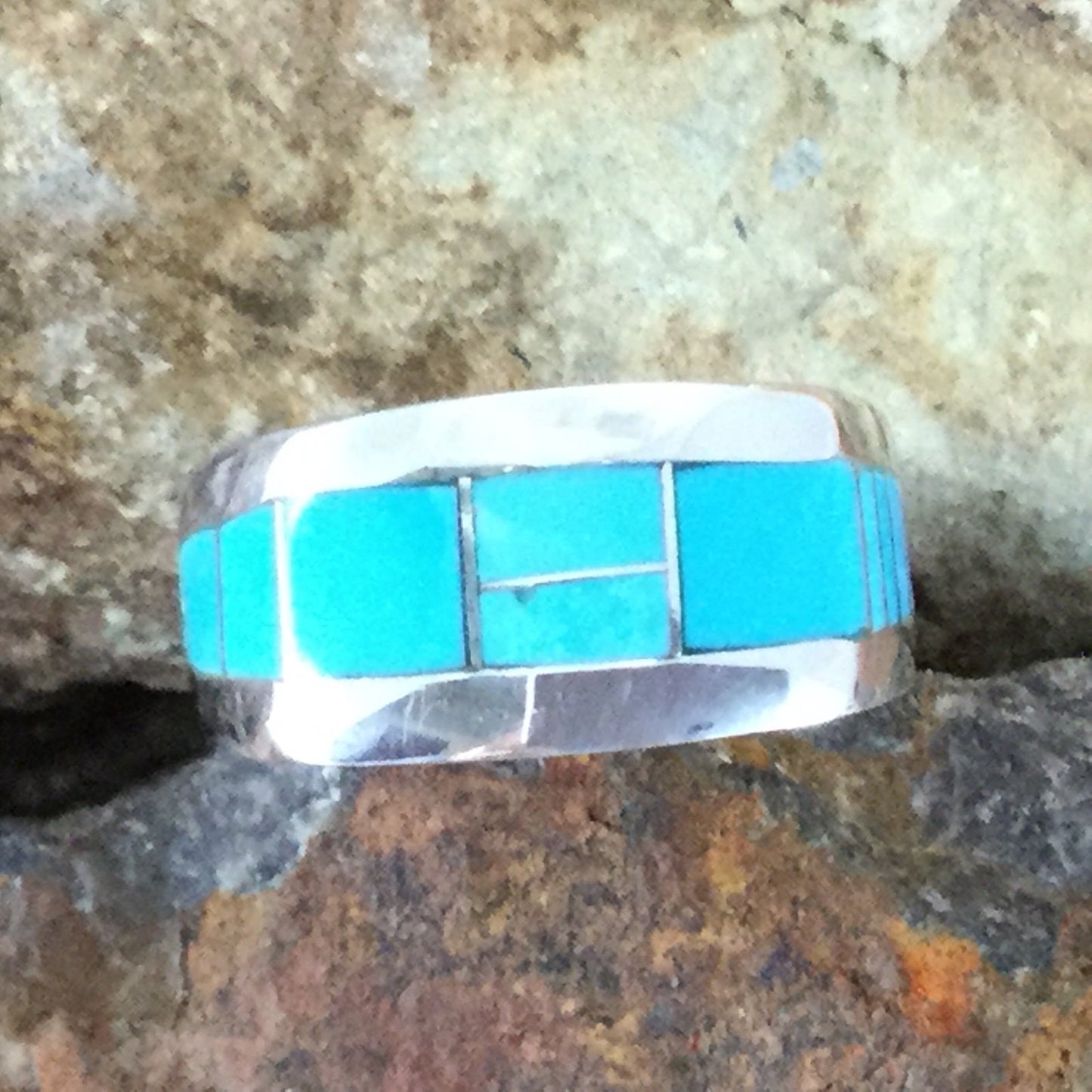 David Rosales Arizona Blue Inlaid Sterling Silver Ring