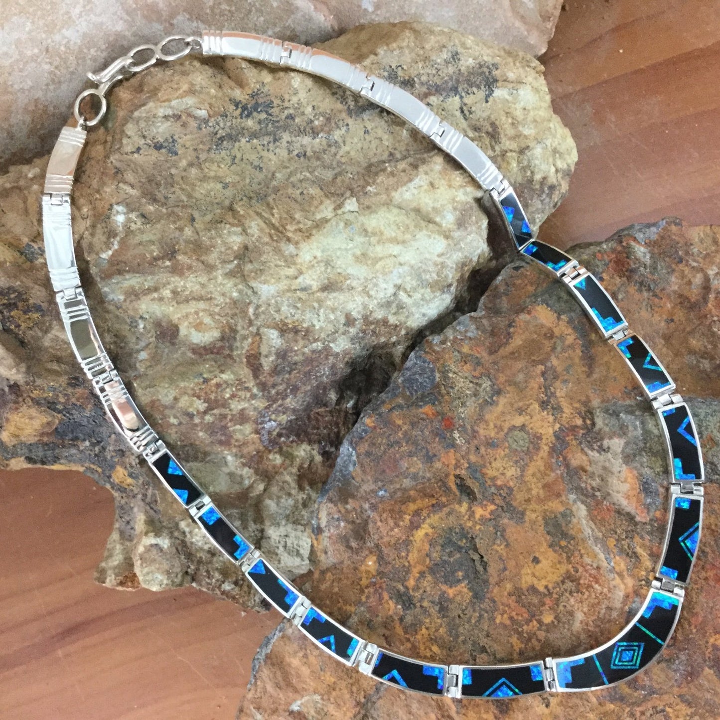 David Rosales Black Beauty Fancy Inlay Sterling Silver Necklace