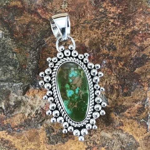 Turquoise Mountain Sterling Silver Pendant by Artie Yellowhorse