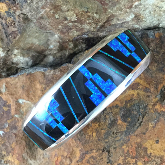 David Rosales Black Beauty Fancy Inlaid Sterling Silver Bracelet