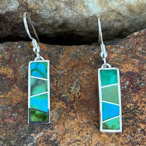 David Rosales Sonoran Gold Inlaid Turquoise Sterling Silver Earrings