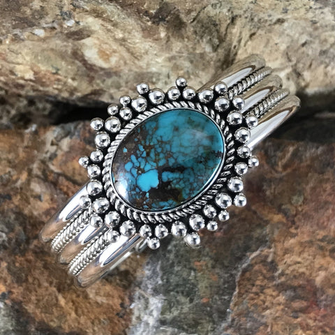 Bisbee Turquoise Sterling Silver Bracelet by Artie Yellowhorse