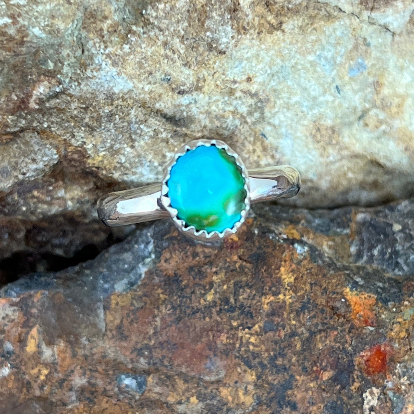 David Rosales Sonoran Gold Turquoise Sterling Silver Ring Size 6.5