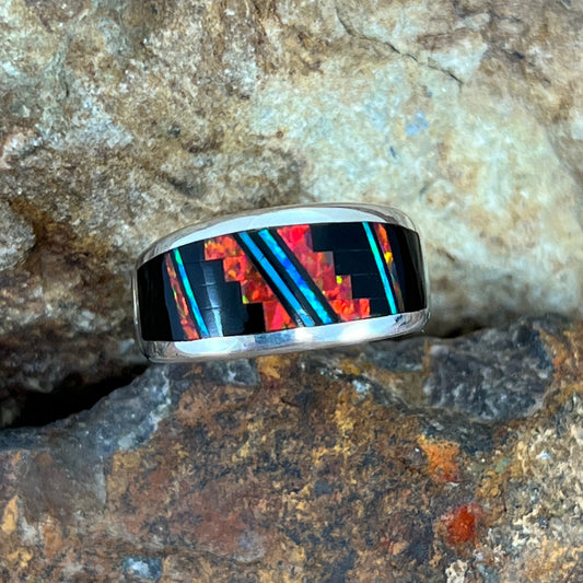 David Rosales Red Moon Inlaid Sterling Silver Ring