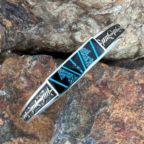 David Rosales Shadow Peak Inlaid Sterling Silver Bracelet