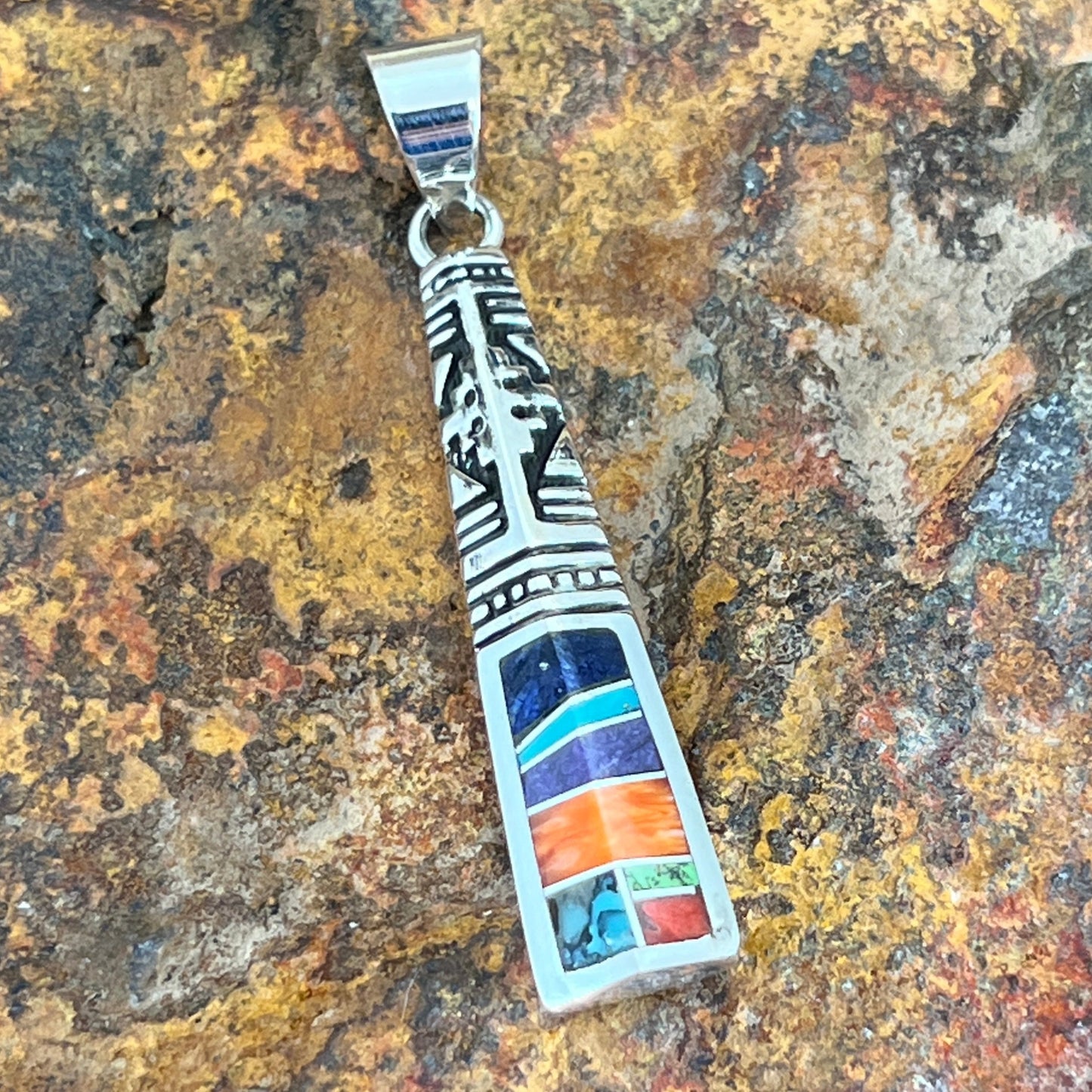 David Rosales Indian Summer Inlaid Sterling Silver PendantDavid Rosales Indian Summer Inlaid Sterling Silver Pendant