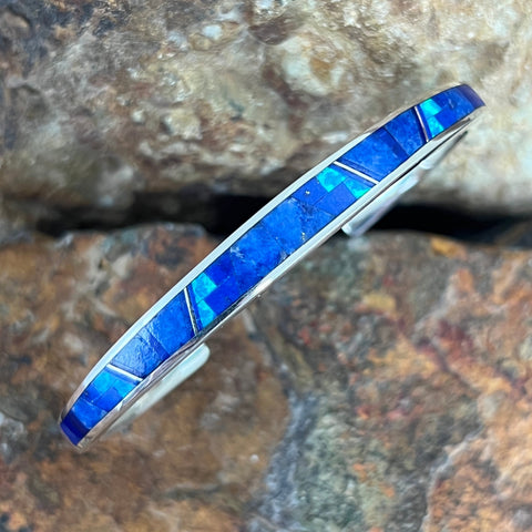 David Rosales Blue Sky Inlaid Sterling Silver Bracelet