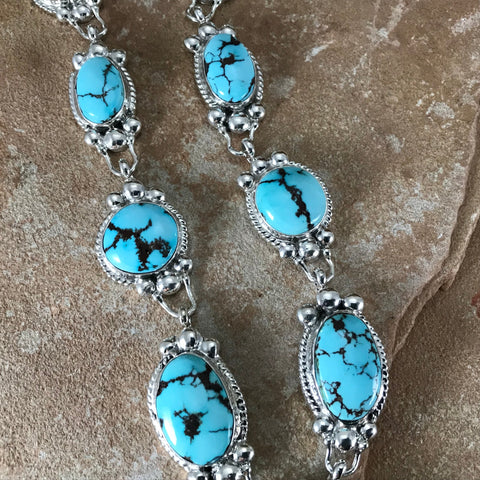 Dry Creek Turquoise Sterling Silver Necklace Lariat & Earrings by Billy Jaramillo