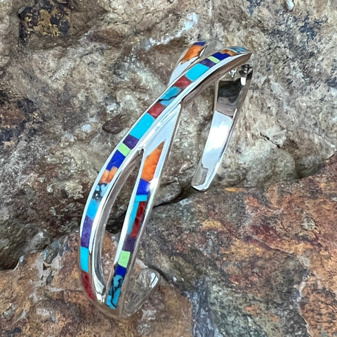 as part of the Indian Summer Collection features Sugilite, Spiny Oyster Shell, Kingman Turquoise, Tibetan Turquoise, Gaspiete and Lapis in a Fancy Inlay Pattern