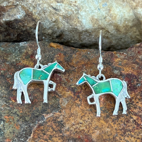 David Rosales Sonoran Gold Inlaid Sterling Silver Earrings Horse