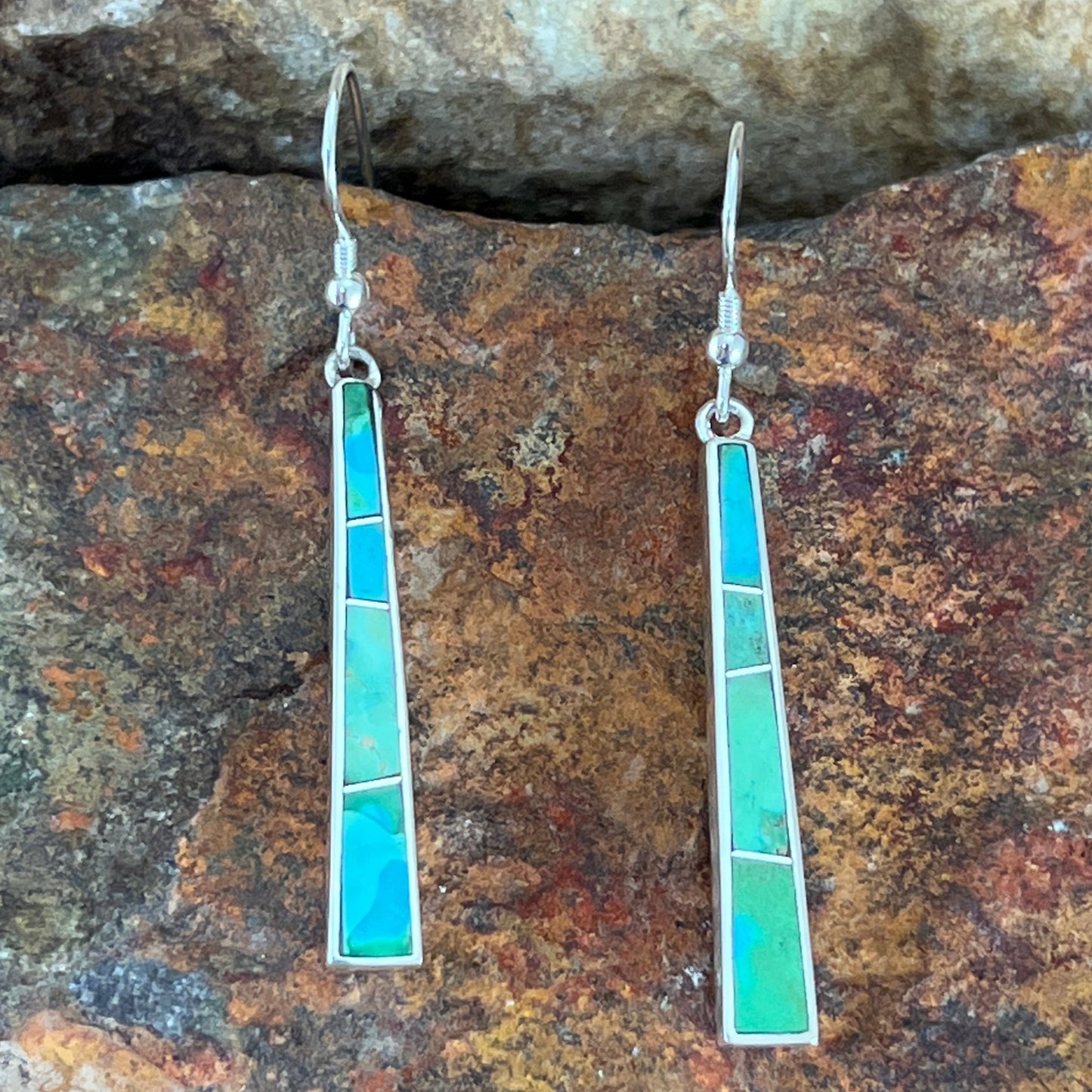 David Rosales Sonoran Gold Inlaid Sterling Silver Earrings