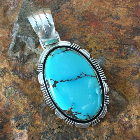 Royston Turquoise Sterling Silver Pendant by Morris Begay