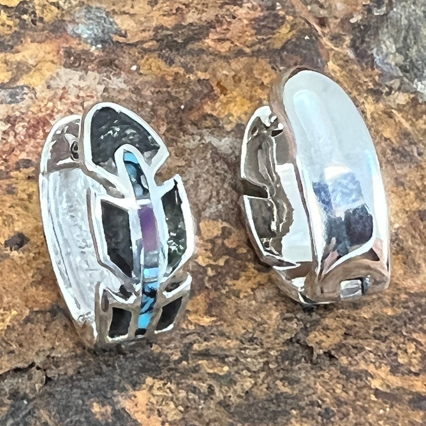 David Rosales Shalako Inlaid Sterling Silver Earrings