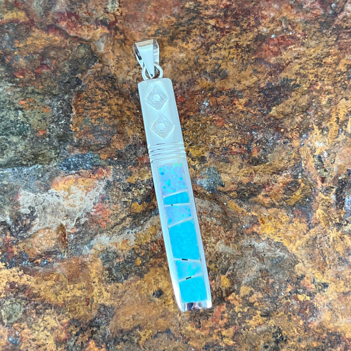 David Rosales Amazing Light Inlaid Sterling Silver Pendant