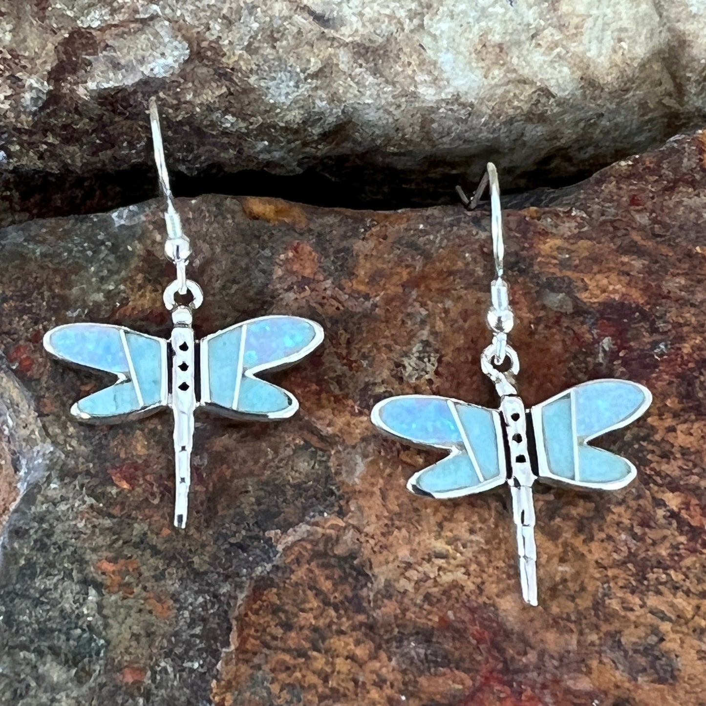 David Rosales Amazing Light Inlaid Sterling Silver Earrings