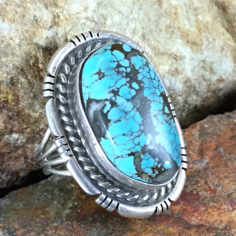 Carico Lake Turquoise Sterling Silver Ring Size 8
