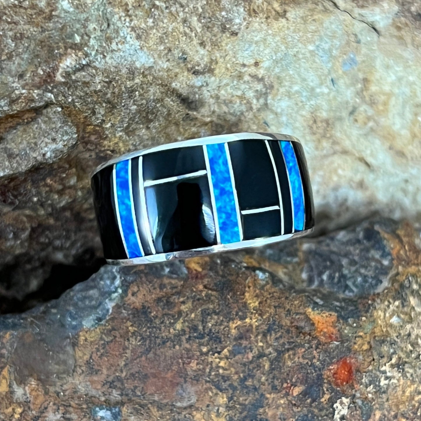 David Rosales Black Beauty Inlaid Sterling Silver Ring