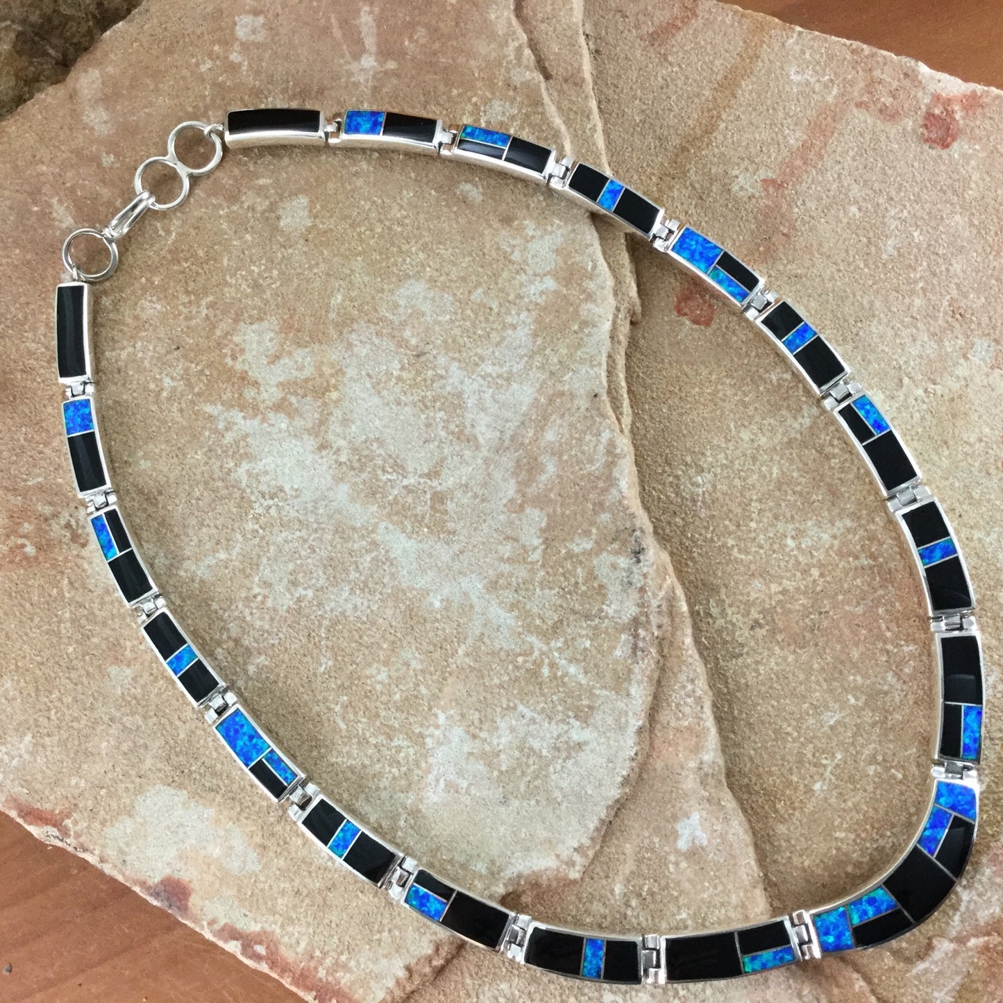 David Rosales Black Beauty Inlay Sterling Silver Necklace