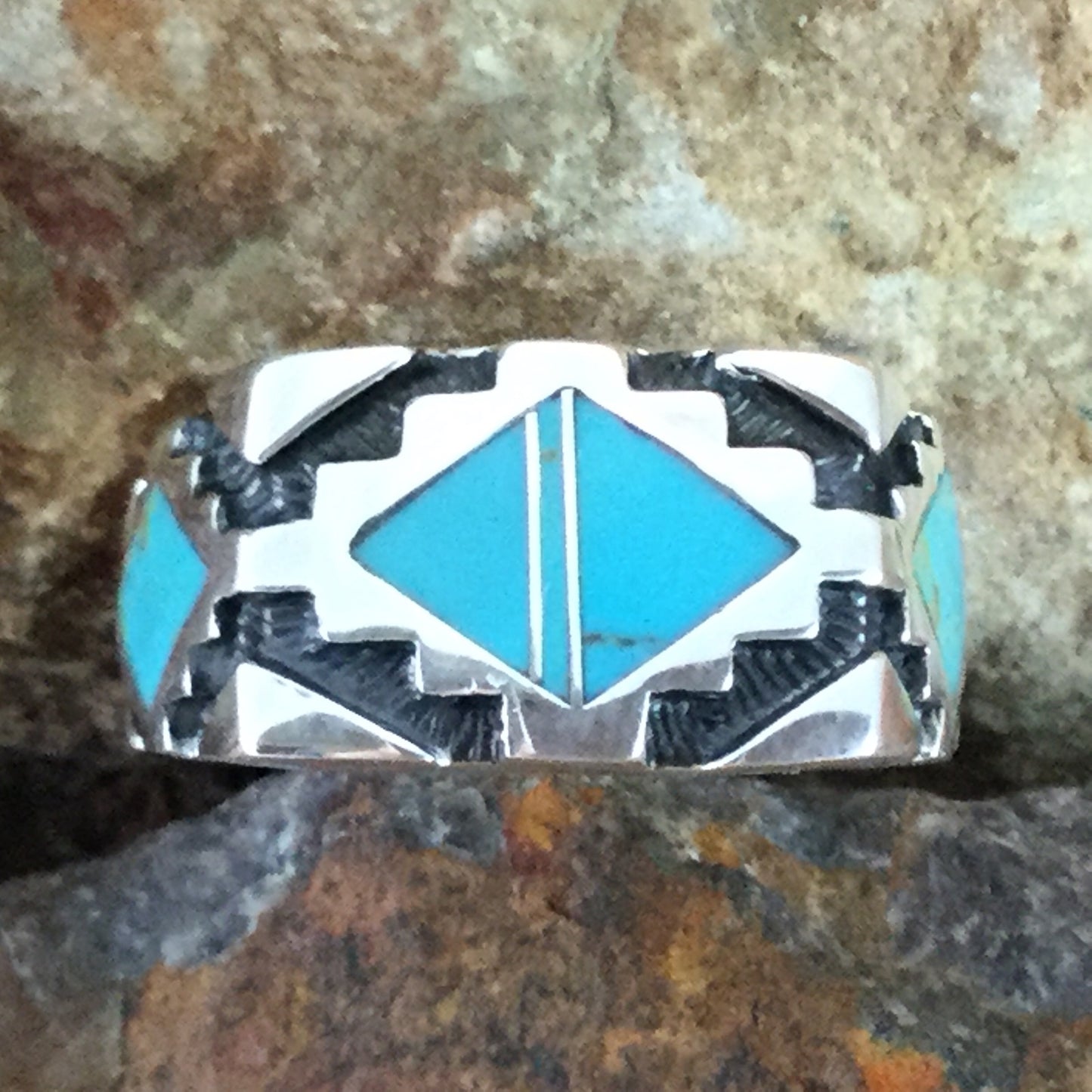 David Rosales Arizona Blue Inlaid Sterling Silver Ring