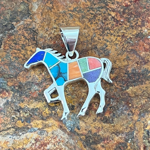 David Rosales Indian Summer Inlaid Sterling Silver Pendant Horse