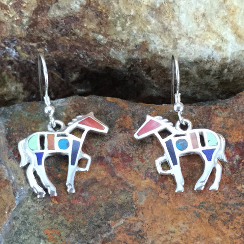 David Rosales Indian Summer Inlaid Sterling Silver Earrings Horse