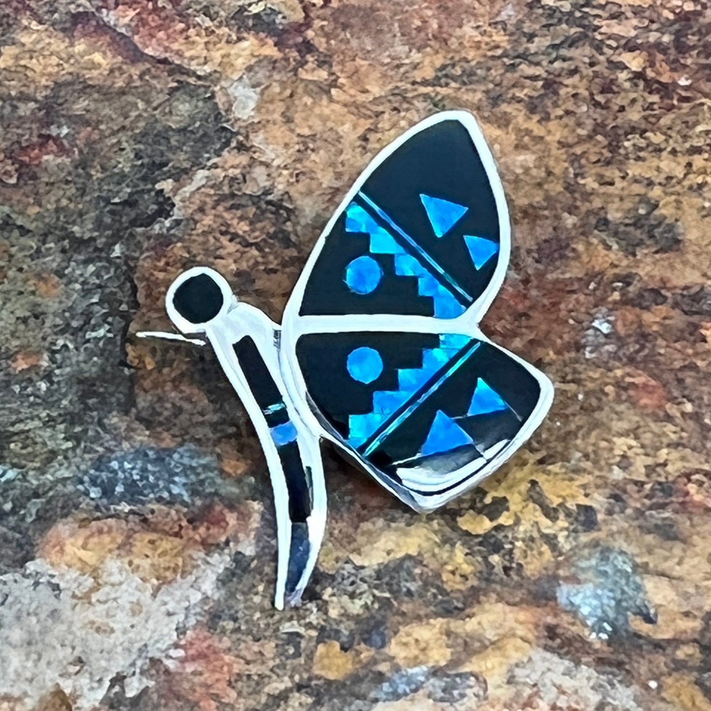 David Rosales Black Beauty Fancy Inlaid Sterling Silver Necklace