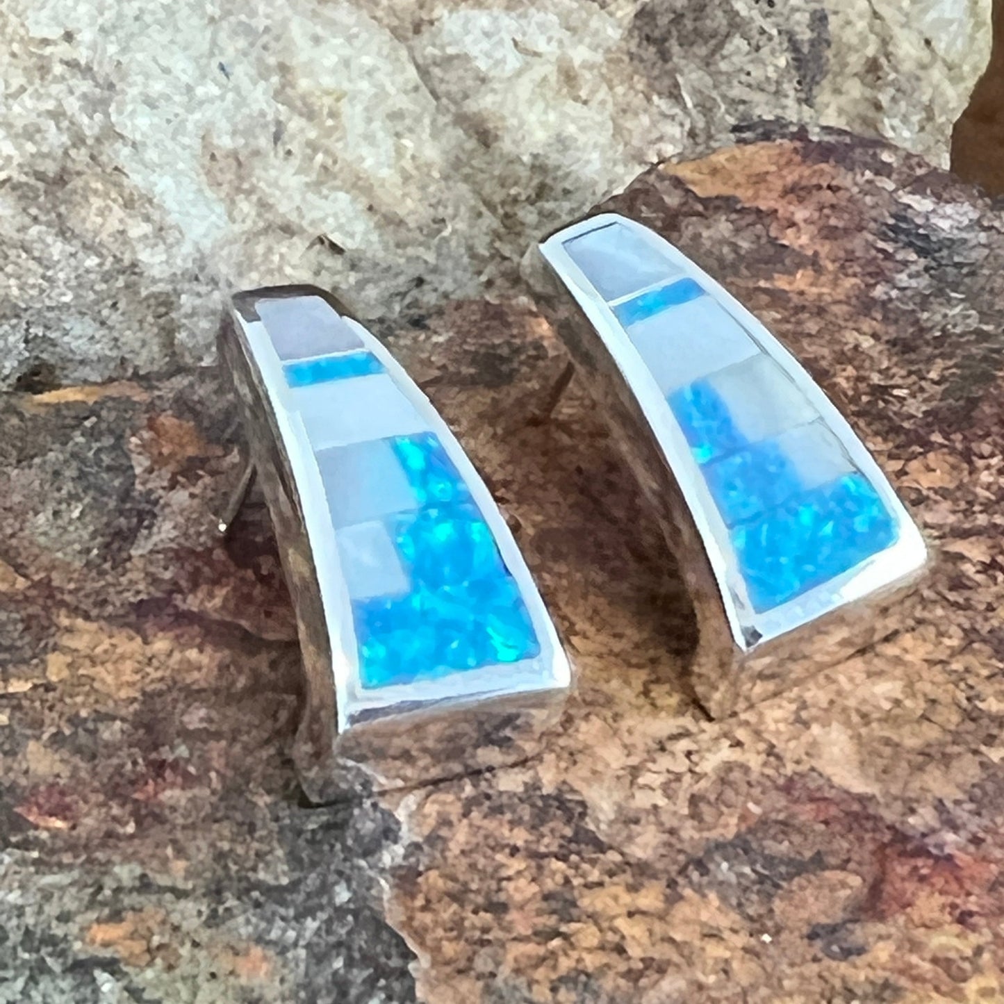 David Rosales Mystic Pearl Inlaid Sterling Silver Earrings