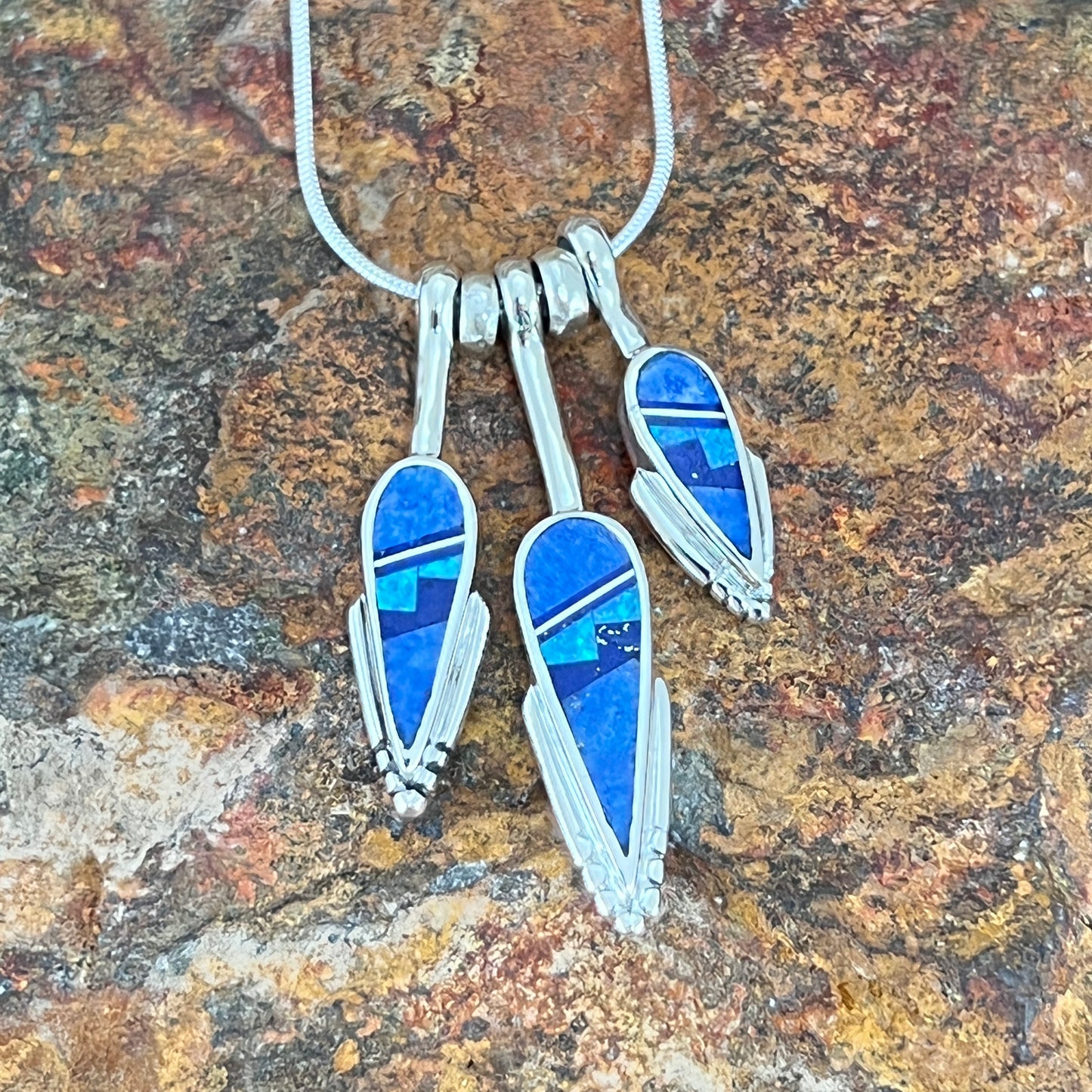 David Rosales Blue Sky Fancy Inlaid Sterling Silver Necklace