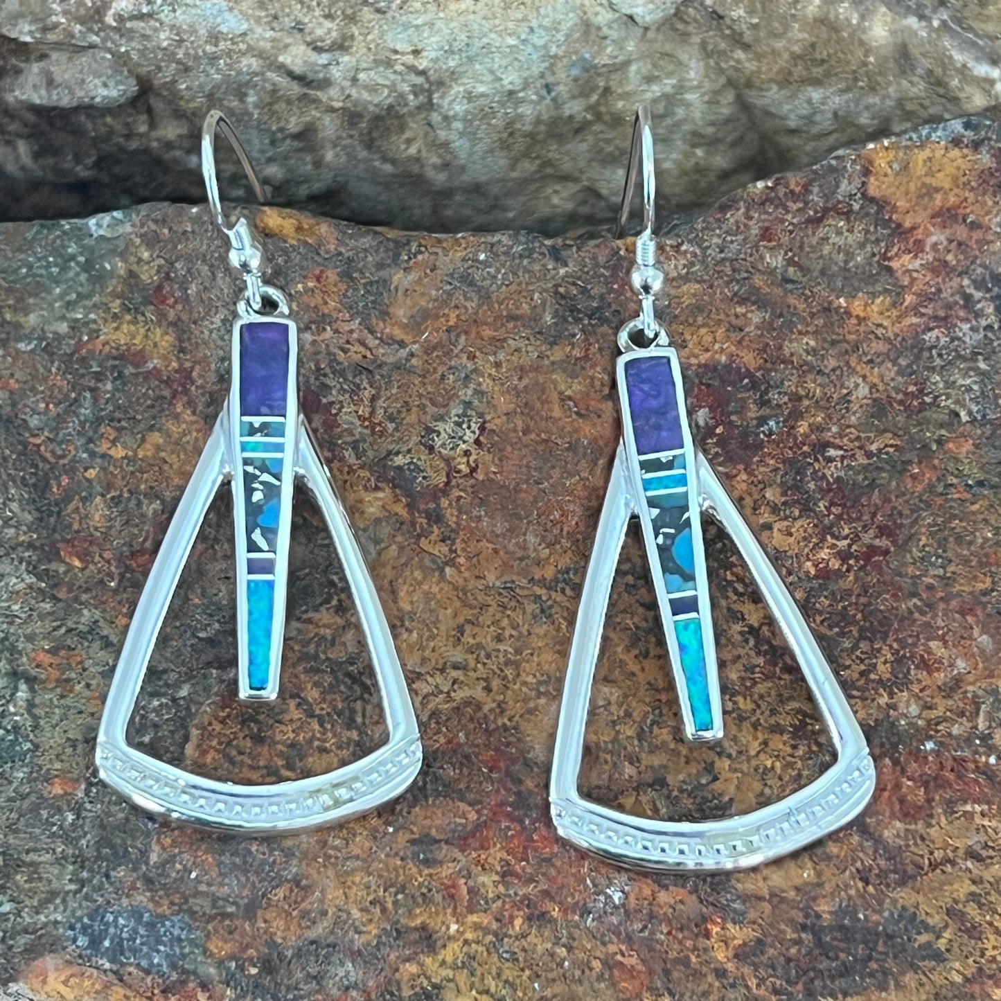 David Rosales Shalako Inlaid Sterling Silver Earrings