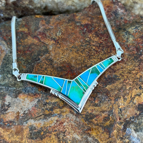 David Rosales Sonoran Gold Inlaid Sterling Silver Necklace
