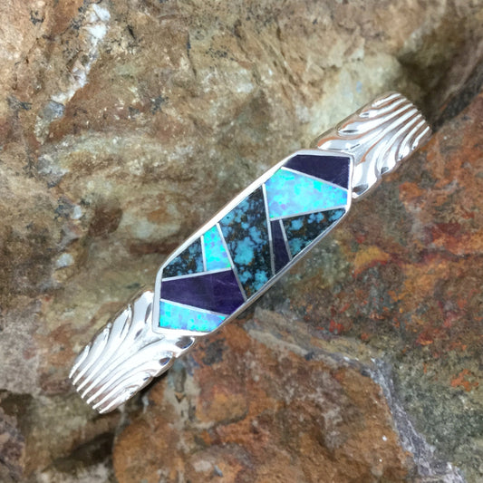 David Rosales Shalako Inlaid Sterling Silver Bracelet