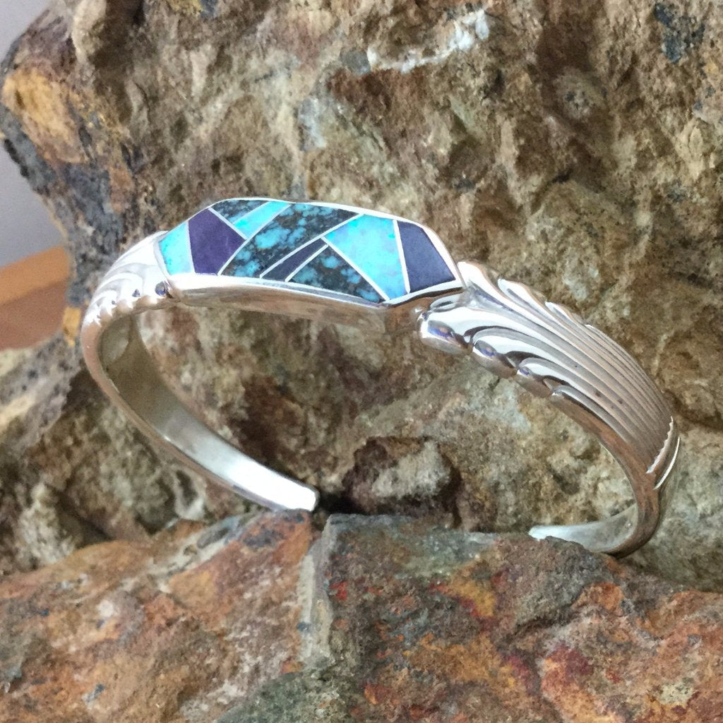 David Rosales Shalako Inlaid Sterling Silver Bracelet
