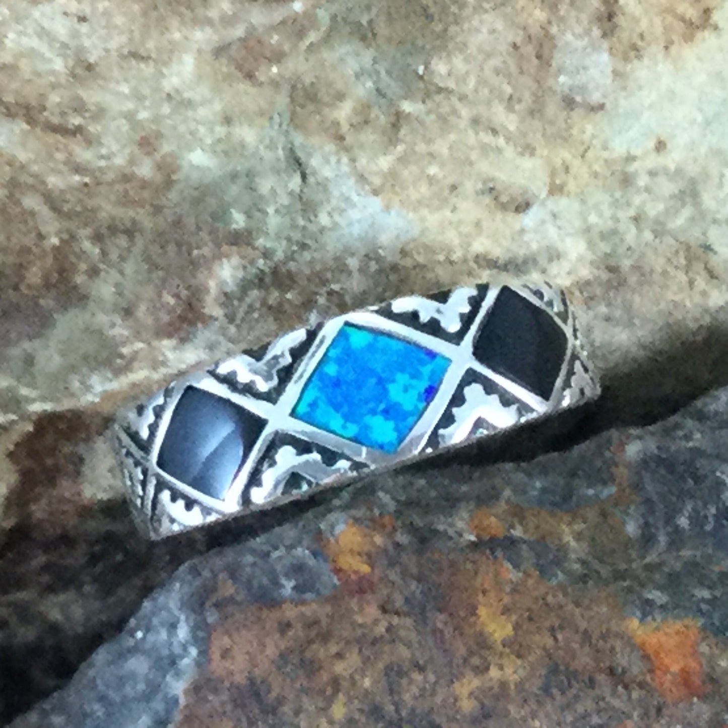 David Rosales Black Beauty Inlaid Sterling Silver Ring