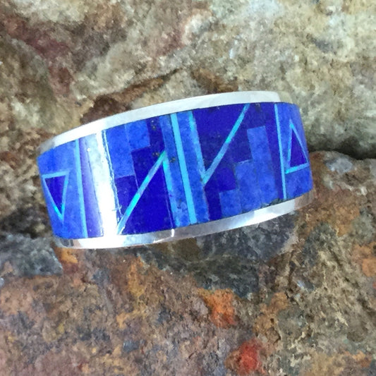 David Rosales Blue Sky Inlaid Sterling Silver Ring