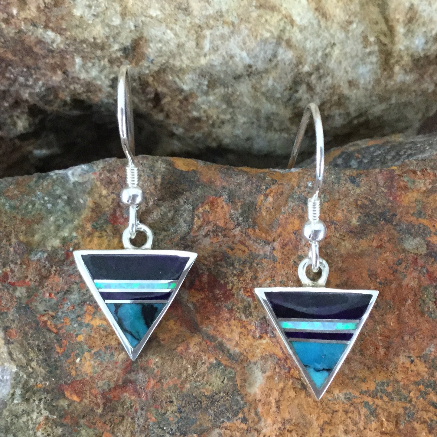 David Rosales Shalako Inlaid Sterling Silver Earrings