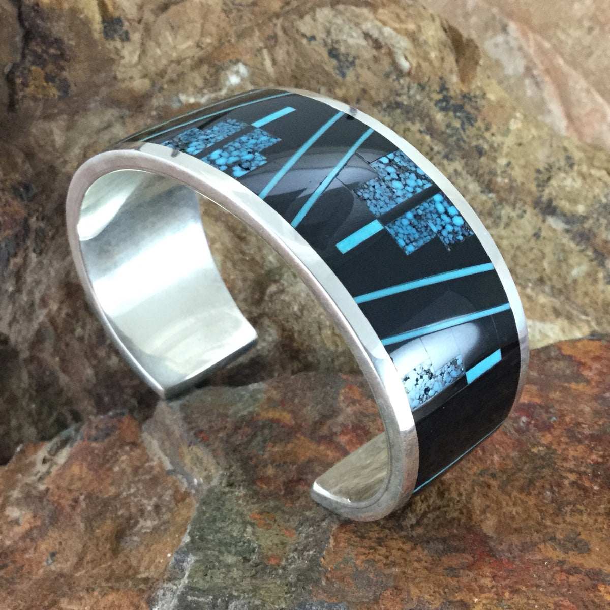 David Rosales Shadow Peak Inlaid Sterling Silver Bracelet