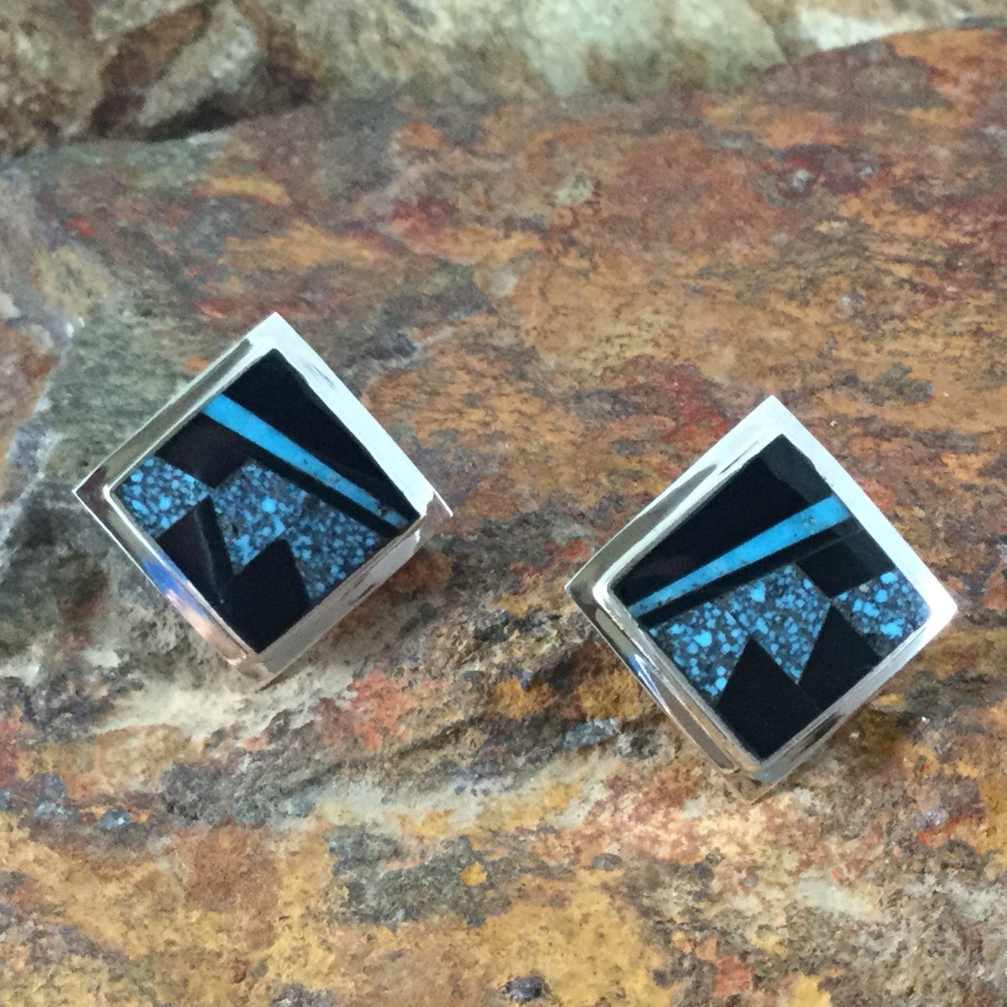 David Rosales Shadow Peak Inlaid Sterling Silver Earrings