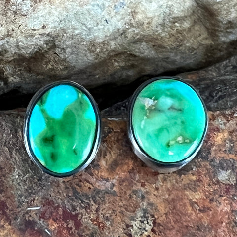 Sonoran Gold Turquoise Sterling Silver Earrings by Loretta Delgarito